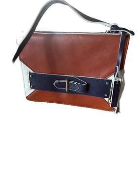 Derek Lam 10 Crosby Navy/Cream/Brown Leather Clutch Crossbody